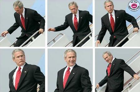 Quand Bush descend de l'avion !!!
